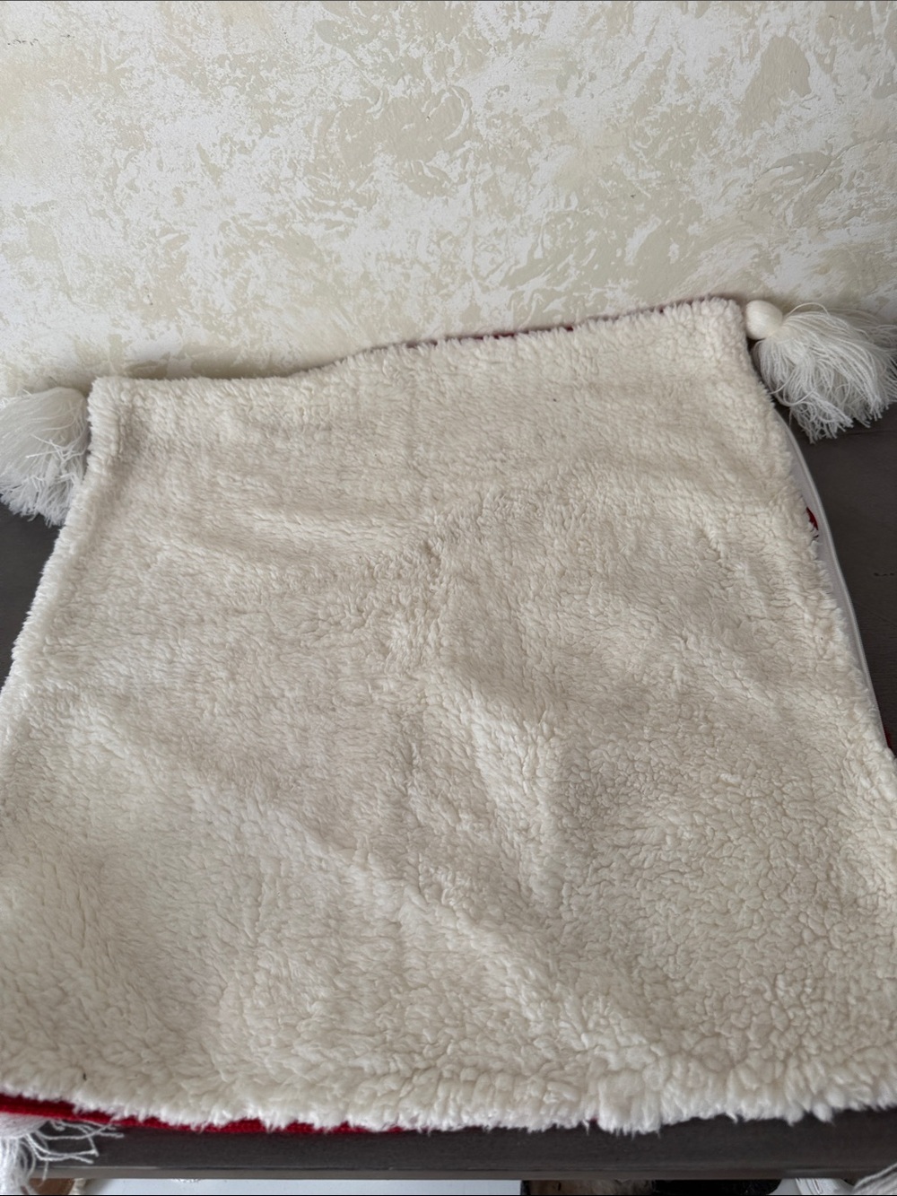 Holiday Red and White Snowflake Throw Pillow Cover - Picture 2 of 2